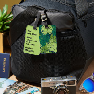 Monstera Jungle Hawaiian Tropical Leaves - Green Luggage Tag