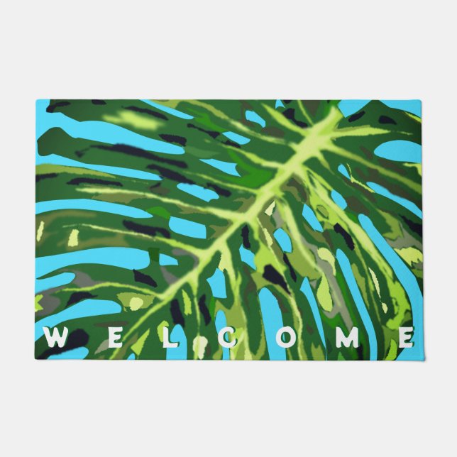 Monstera Leaf Doormat - Welcome  (Front)