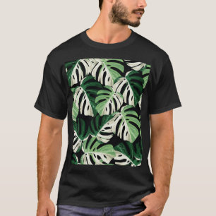 Monstera Leaf Exotic Black Pattern T-Shirt