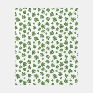 Monstera Leaf Fleece Blanket