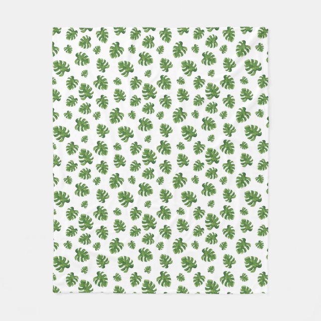 Monstera Leaf Fleece Blanket (Front)