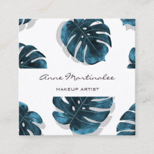  Monstera Leaf Makeup Artist Square Business Card