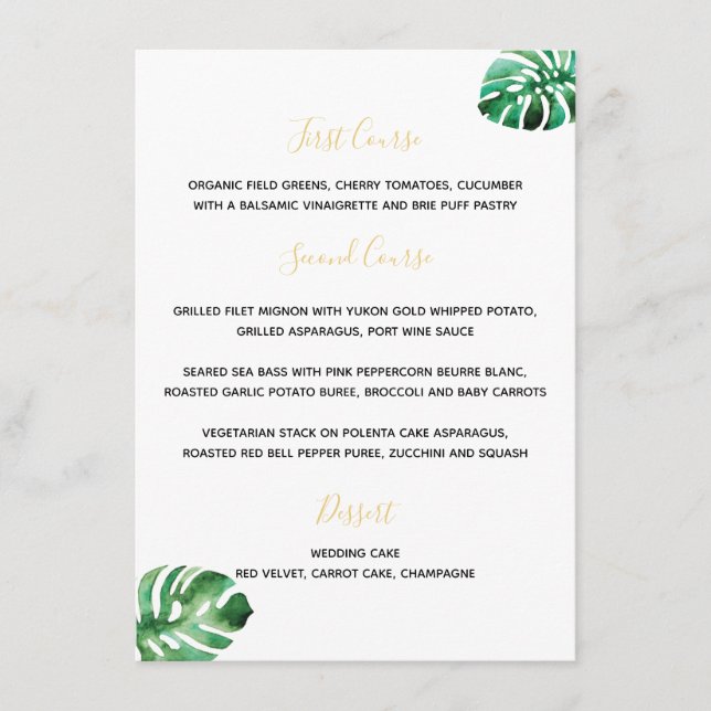 Monstera Leaf Menu (Front)