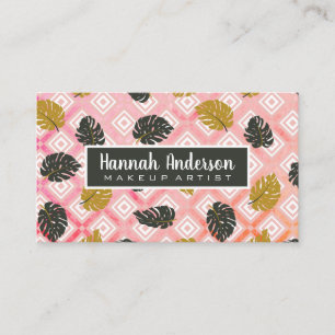 Monstera Leaf Pattern Geometric Watercolor Appointment Card