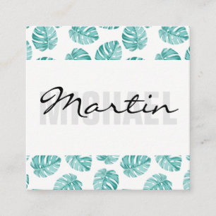 Monstera Leaf Pattern Square Business Card