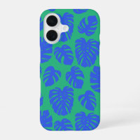 Monstera Leaf Plant Botanical in Blue and Green