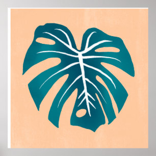 Monstera leaf poster wall art 