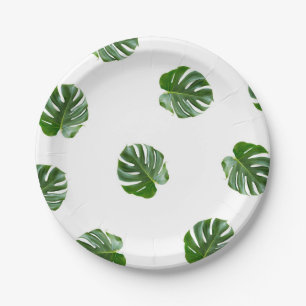 Monstera Leaf Print Tropical Paper Plates