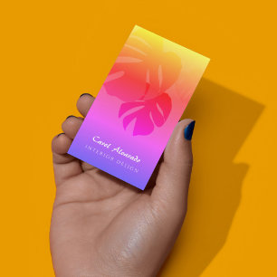 Monstera Leaf Rainbow Business Card