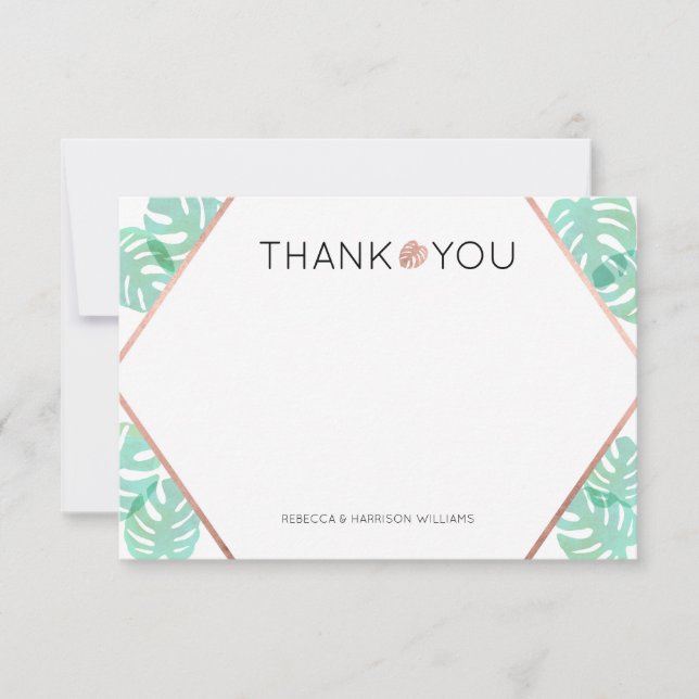 Monstera Leaf & Rose Gold Card (Front)