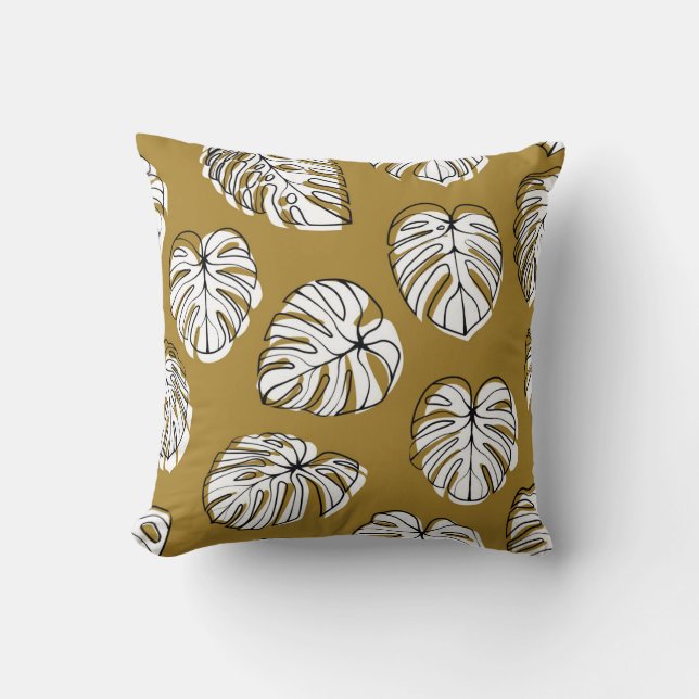 Monstera Leaf, Textile Seamless Pattern. Cushion (Front)