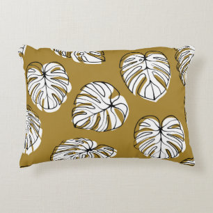 Monstera Leaf, Textile Seamless Pattern. Decorative Cushion