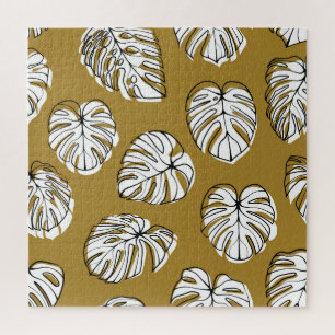 Monstera Leaf, Textile Seamless Pattern. Jigsaw Puzzle