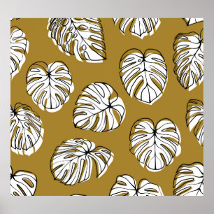 Monstera Leaf, Textile Seamless Pattern. Poster