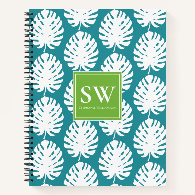Monstera Leaf Tropical Coastal Modern            Notebook (Front)