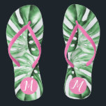 Monstera Leaf Tropical Monogram Flip Flops<br><div class="desc">Beautiful tropical monogram flip flops are a stylish and functional thank you gift for bridesmaids,  party guests,  teachers,  mothers and more. Need help personalising? Message me!</div>