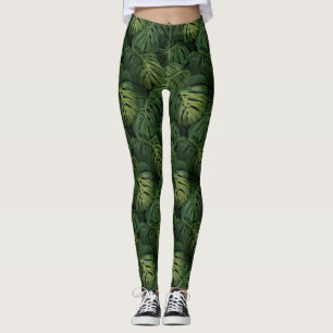 Monstera Leaf Tropical Pattern Leggings