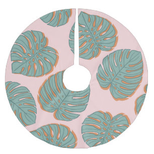 Monstera Leaf: Tropical Vintage Pattern Brushed Polyester Tree Skirt