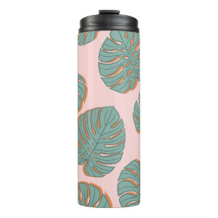Monstera Leaf: Tropical Vintage Pattern Thermal Tumbler