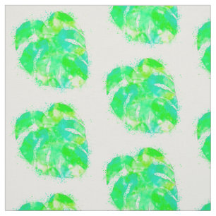 Monstera Leaf Watercolor Repeat Pattern Fabric