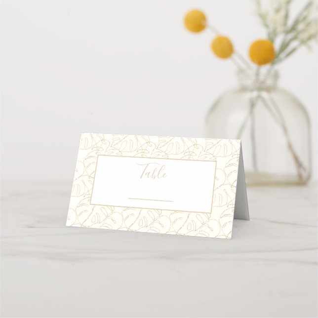 Monstera leaf wedding reception table number place place card (Front)