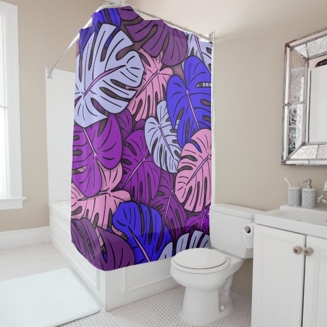 Monstera Leaves #4 Shower Curtain (In Situ)