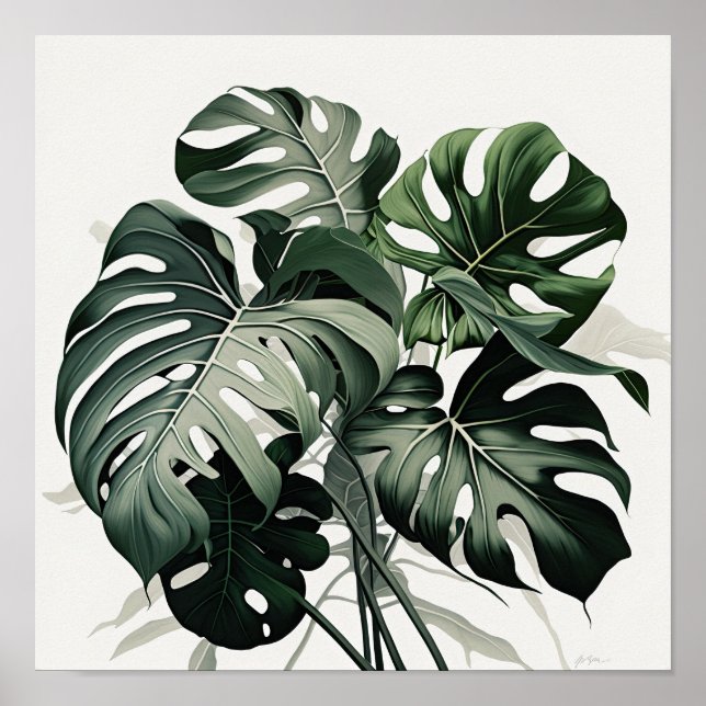 Monstera Leaves Art Print Poster (Front)