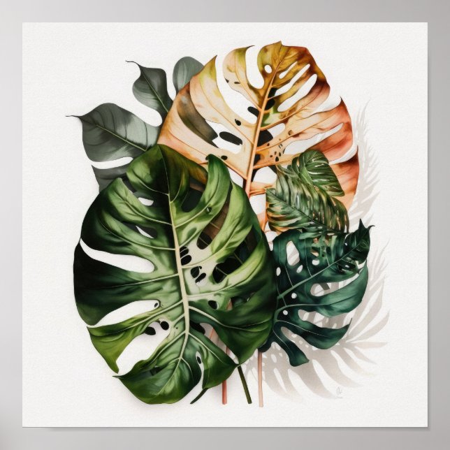 Monstera Leaves Art Print Poster (Front)