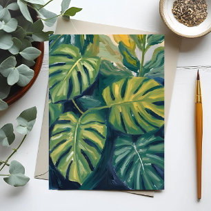 Monstera Leaves Botanical Plant Painting Postcard