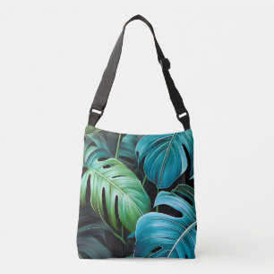 Monstera Leaves Botanical Tropical Jungle Foliage Crossbody Bag