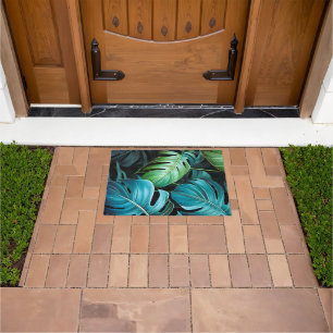 Monstera Leaves Botanical Tropical Jungle Foliage Doormat