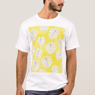 Monstera leaves, bright yellow background. T-Shirt