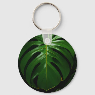 Monstera Leaves Gold Jungle Glamour Key Ring