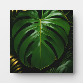 Monstera Leaves Gold Jungle Glamour Plaque