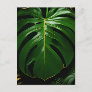 Monstera Leaves Gold Jungle Glamour Postcard