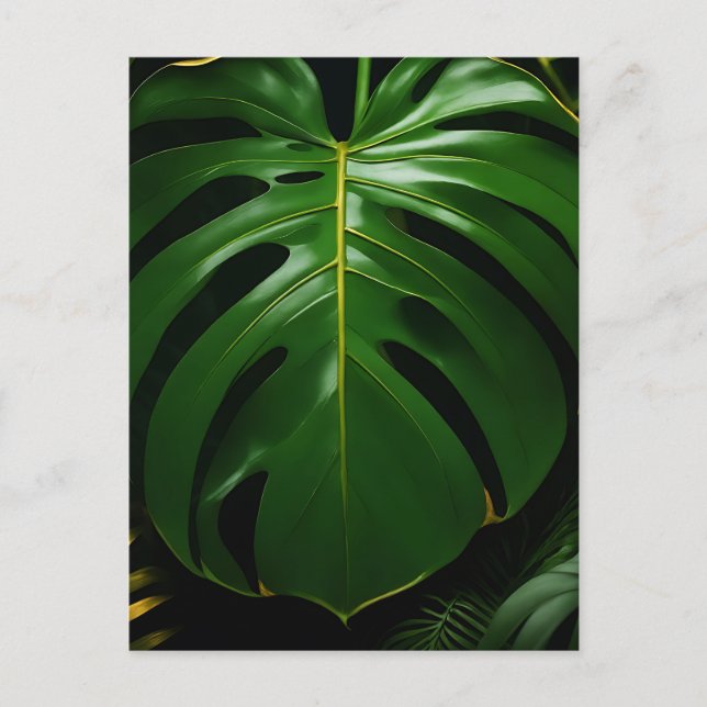 Monstera Leaves Gold Jungle Glamour Postcard (Front)