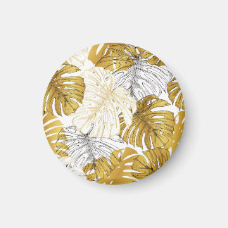 Monstera Leaves: Golden White Magnet