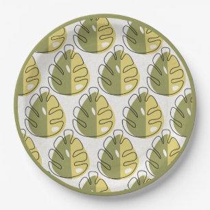 Monstera Leaves – Green Paper Plate