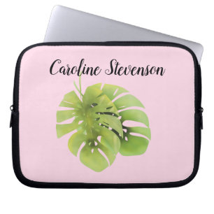 Monstera leaves laptop sleeve