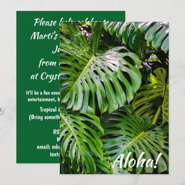 Monstera Leaves, Limahuli Gardens, Kauai, Hawaii Invitation (Front/Back)