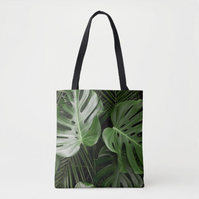 Monstera leaves, luxury tropical layout. tote bag (Front)