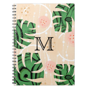 Monstera leaves on pink. notebook