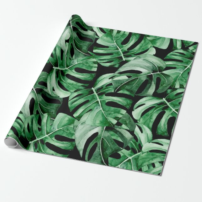 Monstera leaves pattern wrapping paper (Unrolled)