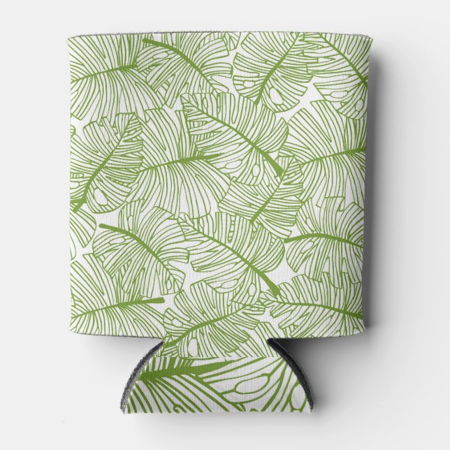 Monstera leaves, seamless floral design. can cooler (Front)
