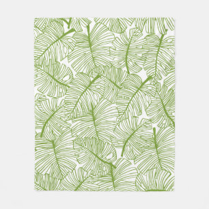 Monstera leaves, seamless floral design. fleece blanket