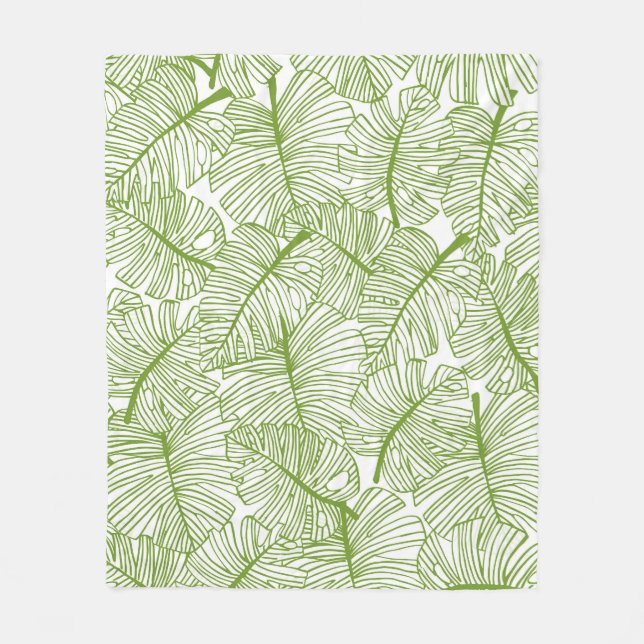 Monstera leaves, seamless floral design. fleece blanket (Front)