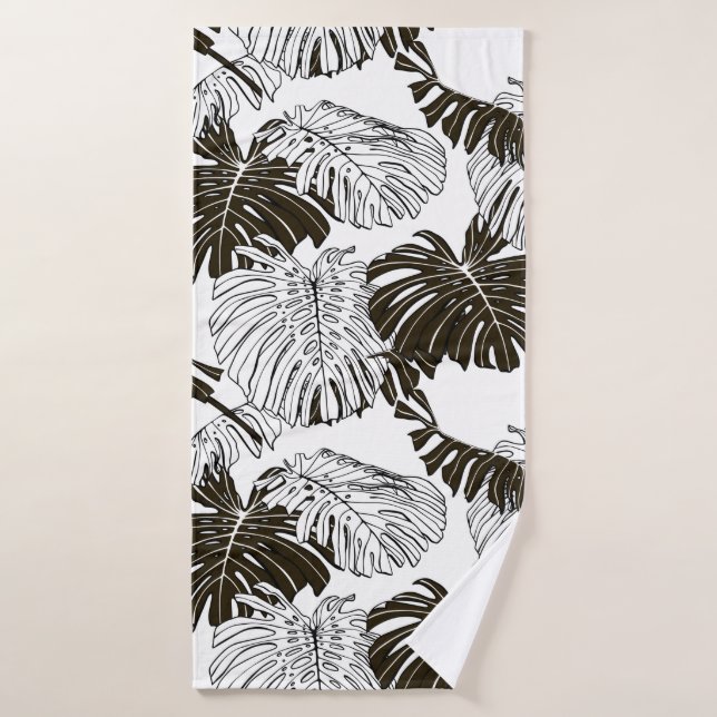 Monstera leaves seamless pattern bath towel (Bath Towel)