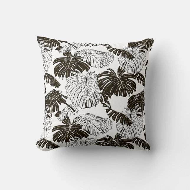 Monstera leaves seamless pattern cushion (Front)