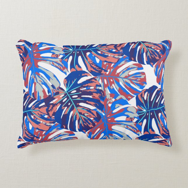 Monstera leaves seamless pattern decorative cushion (Front)