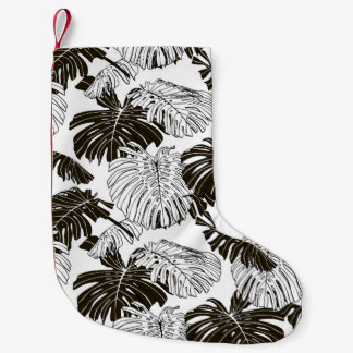 Monstera leaves seamless pattern small christmas stocking
